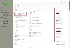 administrar cuentas de correo cpanel